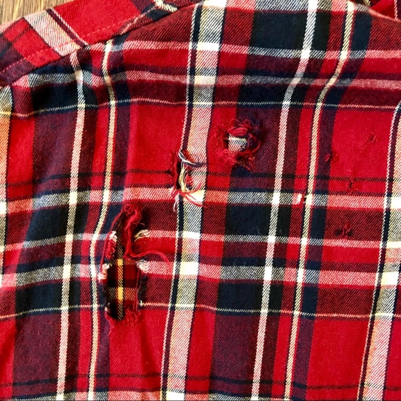 FINAL $ PACSUN Short Sleeve Distressed Button Up - Picture 3 of 8